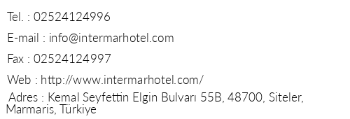 Intermar Hotel telefon numaralar, faks, e-mail, posta adresi ve iletiim bilgileri